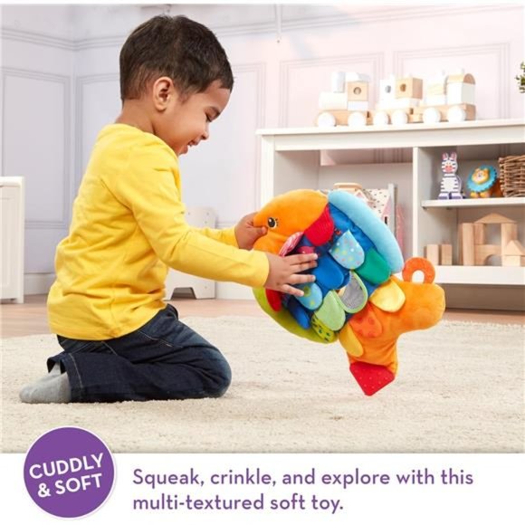 Flip Fish Soft Baby Toy - Tummy Time Sensory Toy with Taggies for Infants - Picture 3 of 6